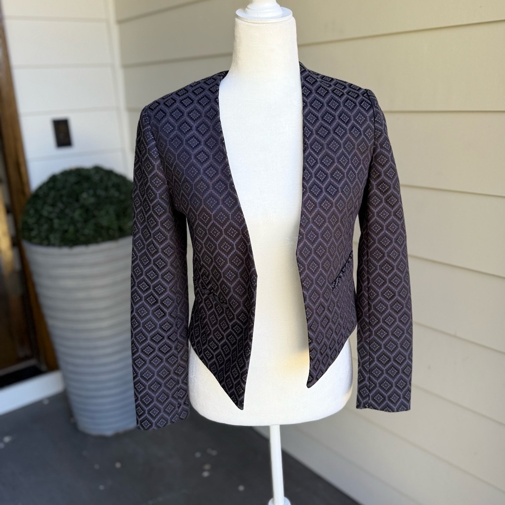 Banana Republic size 2P Geometric Patterned Black Jacket - Picture 3 of 9